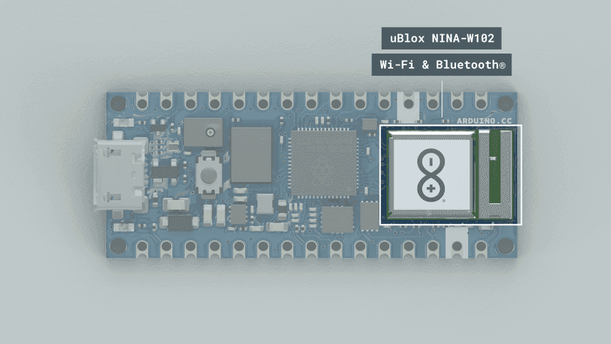 Nano RP2040接続ボード上のu-blox NINA-W102 Wi-Fi / Bluetooth®モジュール