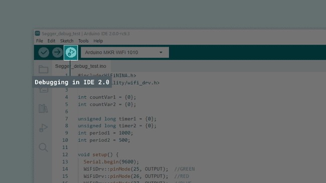 Start debug feature in Arduino IDE 2