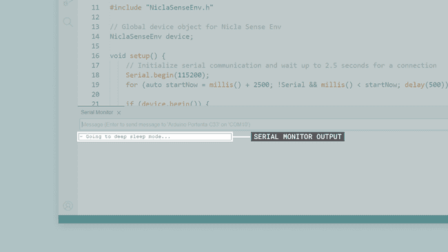Example sketch output in the Arduino IDE's Serial Monitor
