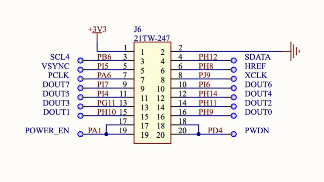 Schematic for Camera Connector (J6).