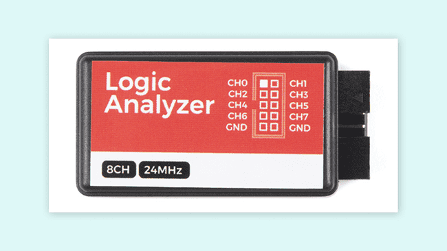 24MHz, 8-channel logic analyzer.