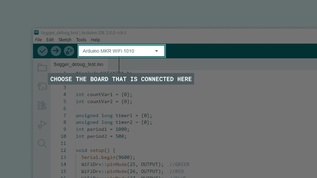 The board and port recognized by the Arduino IDE 2.