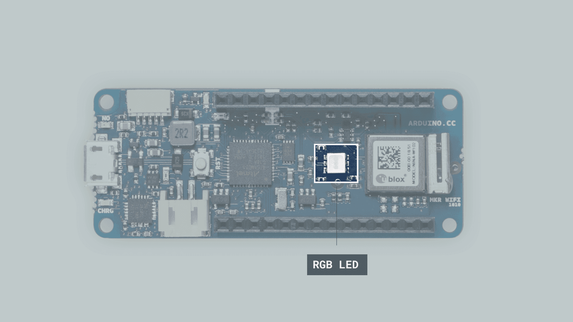 The RGB on board the MKR WiFi 1010 board.