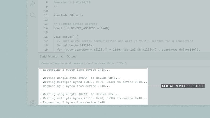 I2Cのスケッチ例でのArduino IDEのシリアルモニター出力