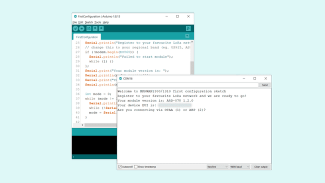 Using Arduino IDE to run the FirstConfiguration sketch