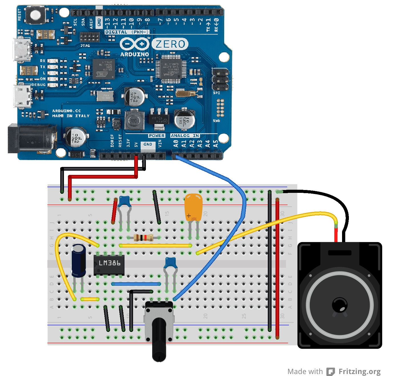 LM386 mounting on breadboard