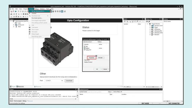Opta Core Software Opta™ communication setup