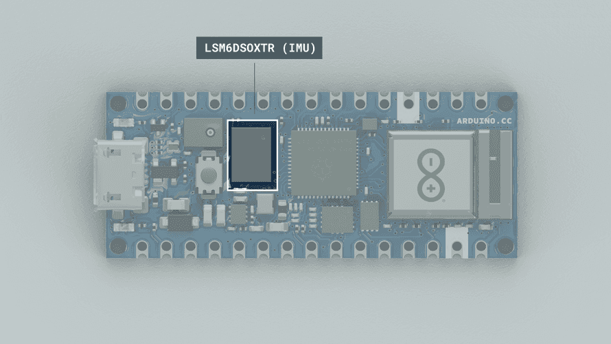 Nano RP2040接続ボード上のIMU(Inertial Measurement Unit: 慣性慣性計測装置)