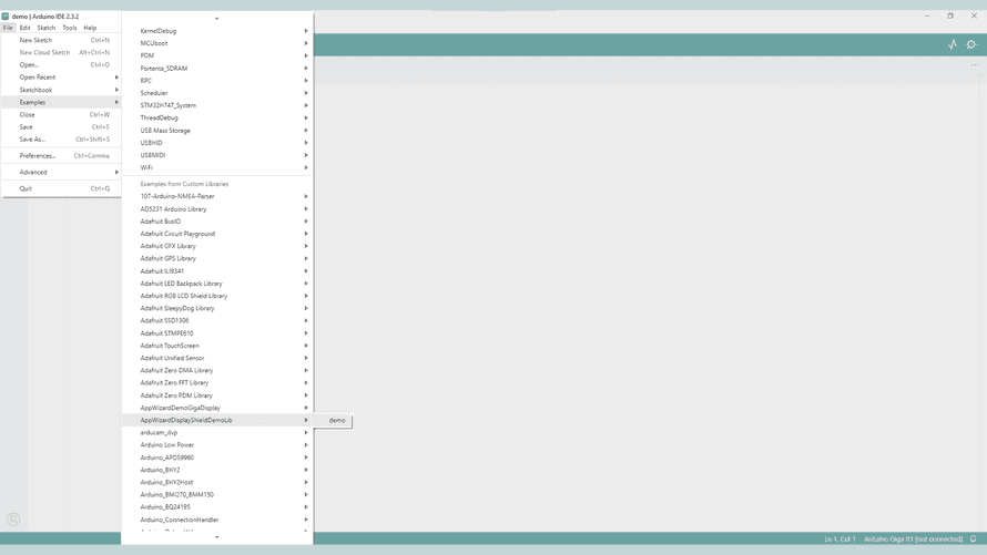 Showing example sketch