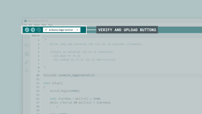 Uploading a sketch to the Edge Control in the Arduino IDE