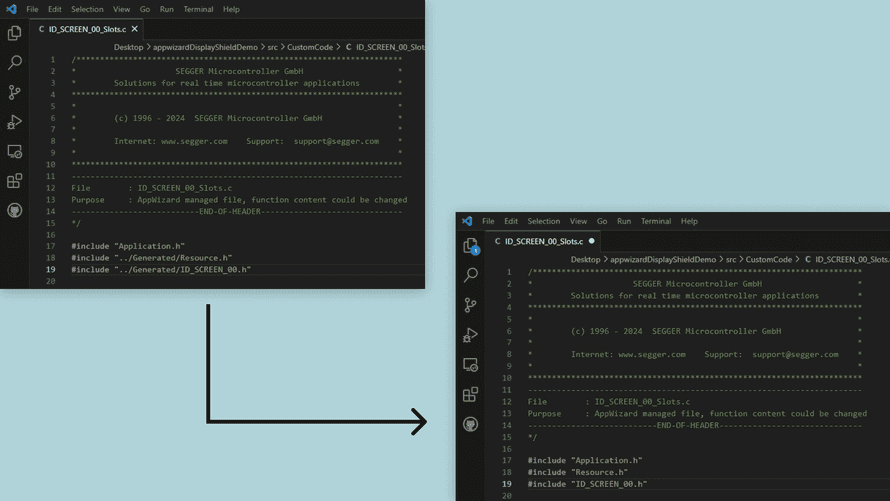 Screenshot of code